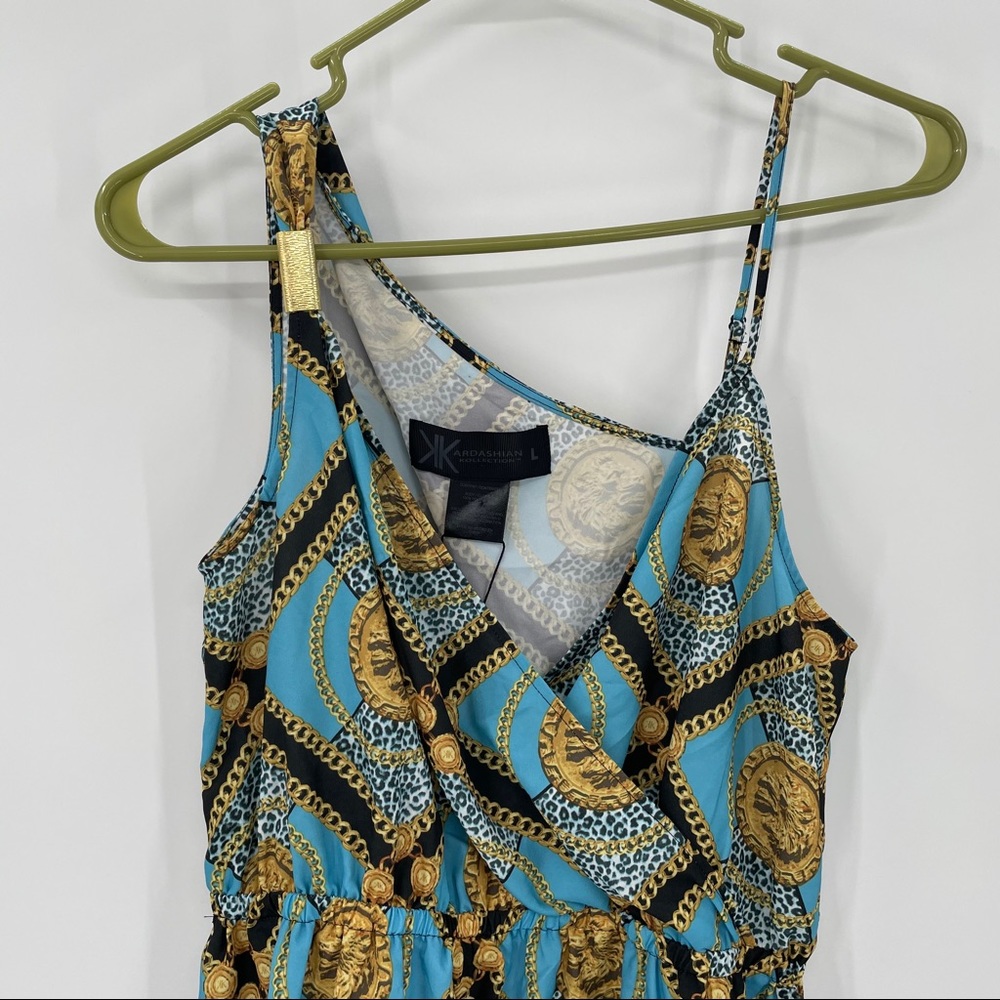 NEW! Blue Dress with Chain & Coin Print - Picture 4 of 15